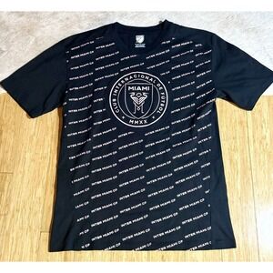 Official MLS Inter Miami Football CF T-Shirt Black With Rare Pink Youth Size‎ XL